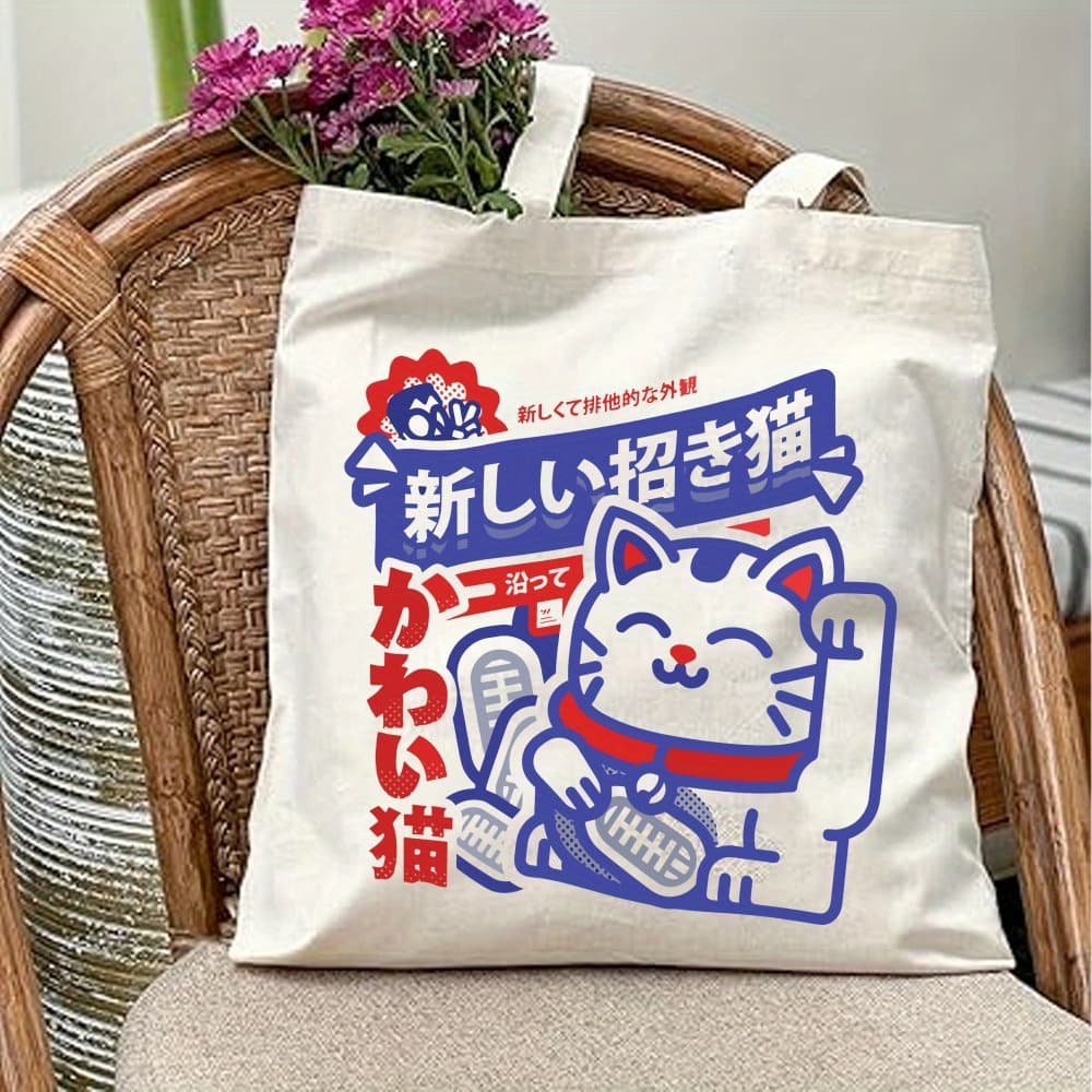 TEMU Is A Printed Product, A Funny Japan Tote Bag Made Of Durable Canvas, Perfect For Outdoor Activities Like Picnics And Parties, And A Great Gift Japanese