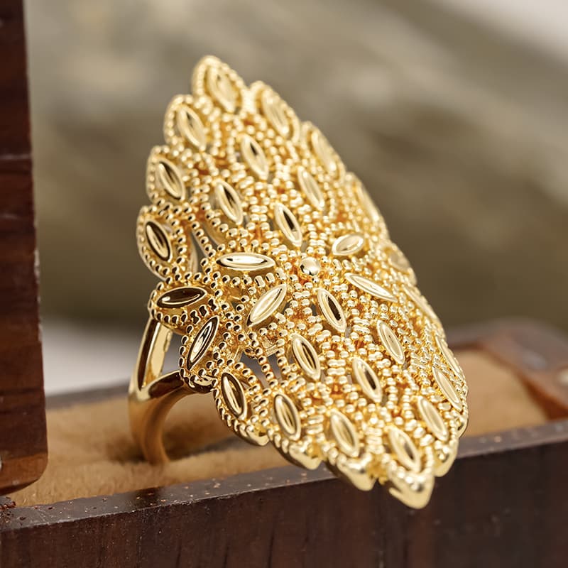 TEMU 1pc Cuy Women's Kc Flower Ring - Hollow Openwork Bling Bling Vintage Wedding, Party Jewelry Gift For Banquet Dance Party, Elegant Accessory With Sparkling Flower Bud Design (kc)