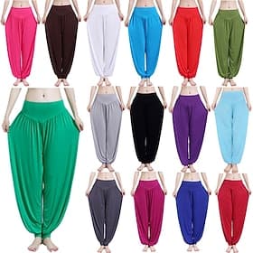 Damen Haremshose schnell trocknend leicht hoher Bund Yoga Fitness Tanz Pumphose weiß schwarz lila Modal Wintersport Sportbekleidung mikro-elastisch Loose Fit /