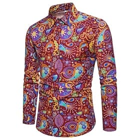 Homme Paisley Tribal Chemise Chemise Bohème Chemise Boutonnée manche longue ancien Mode Streetwear Quotidien Plage Fête Printemps Été Automne Hiver Col Col c