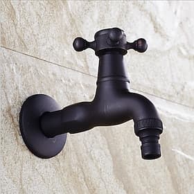 Wasserhahn für den Außenbereich, Einhand-Wasserhahn im Industriestil für den Innen- und Außenbereich, schwarze Wandinstallation, Einloch-Standardauslauf, Messi
