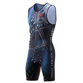 Herren Triathlonanzug Ärmellos Mountainbike MTB Triathlon Sommer Schwarz Purpur Dunkelblau Kariert Gemustert Ausrüstung Fahhrad 3D-Polster Rutschfester Gurt Sc