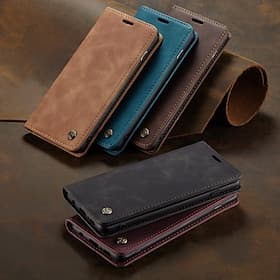 Phone Case For Samsung Galaxy S23 S22 S21 FE S21 Ultra Plus S20 A54 A53 A13 A23 A52 Wallet Case with Stand Holder Magnetic Flip Shockproof Solid Colored PU Lea
