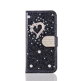 Phone Case For Samsung Galaxy S26 Ultra Plus S25 S24 S23 S22 S21 FE S21 Ultra Plus S20 A55 5G A35 5G Wallet Case with Stand Holder Bling Rhinestone Heart Glitt