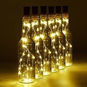 1/2/6/10pcs LED Wine Bottle String Lights 2m 20LEDs with Cork Warm White White Multi Color Red Blue Waterproof Fairy Lights Wedding Decoration Batteries Power