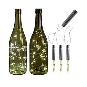 3pcs AA Battery String Lights Silver LED Wine Bottle Lights Battery Powered Cork Shape Glass Bottle Stopper Lamp Garlands Decor