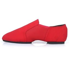 Women's Red Canvas Jazz Dance Shoes – Soft Sole Slip-On Ballet Flats for Latin, Modern, and Stage Performances