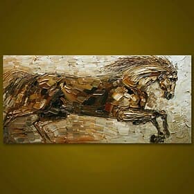 Hang-Dipinto ad olio Dipinta a mano Panoramica orizzontale Animali Moderno Senza telaio interno (senza cornice)