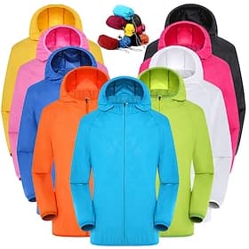 Men's Women's Solid Colored Windbreaker Rain Jacket Running Skin Jacket Summer Spring Fall Full Zip Long Sleeve Athleisure Nylon Packable UV Sun Protection Win