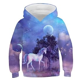 Girls' 3D Graphic 3D Hoodie Sweatshirt Long Sleeve 3D Print Active Streetwear Kids