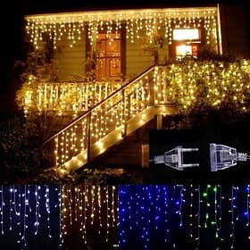 4m 13ft 96 LED String Lights Dip LED US Plug 110V-120V EU Plug 220V-240V Extendable Curtain Linkable 8 Modes Decorative Rope String Twinkle Light Warm Cold Wh