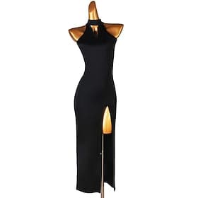 Latin Dance Dress Slit Women's Performance Sleeveless Spandex