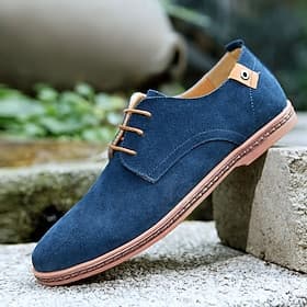chaussures oxford en daim bleu marine pour hommes – chaussures habillées décontractées à lacets pour les mariages, les affaires et le quotidien