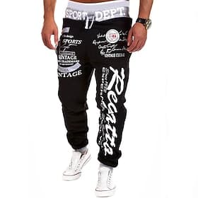 Men's Sweatpants Joggers Trousers Jogger Pants Pocket Drawstring Elastic Waist Color Block Letter Outdoor Daily Fashion Casual / Sporty Black with gray Black w