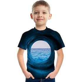 Boys 3D Graphic Color Block Optical Illusion T shirt Tee Short Sleeve 3D Print Summer Sports Streetwear Basic Kids 3-12 Years