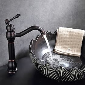 Bathroom Sink Faucet,Single Handle Rose Gold/Black/Brushed Gold/ Brass/Rustic Nickel One Hole Widespread Electroplated Faucet with Hot and Cold Water