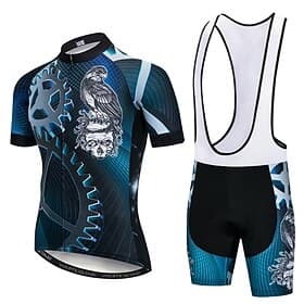 Hombre Maillot de ciclismo con culotte corto con tirantes Manga Corta MTB Bicicleta Montaña Ciclismo Carretera Verano Azul Piscina Negro Amarillo Equipo Gracio