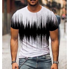 Men's Graphic 3D Shirt T Shirt Short Sleeve T shirt 3D Print Round Neck Shirt Streetwear Daily Going out Black-White Black White Clothing Apparel Plus Size Nor