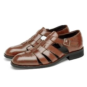sandales de pêcheur en simili cuir marron pour hommes avec sangle à boucle et semelle robuste pour un port confortable en extérieur
