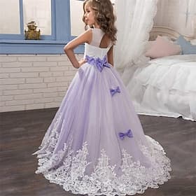 Blumenmädchenkleid Mädchen Kleid Spitzenkleid Formelle Kleidung Prinzessinenkleid Formal Leistung Hochzeit Elegant Vintage Prinzessin Spitze Schleife Blumen Är
