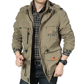 Men's Outdoor Jacket Tactical Jacket Windcheater Jacket Sports Outdoor Daily Thermal Warm Windbreaker Sporty Fall Winter Solid Color Sporty Turndown Regular R