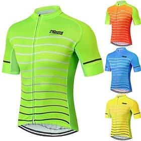 21Grams Herren Kurzarm Fahrradtrikot Sommer Elasthan Polyester Grün Orange Blau Streifen Volltonfarbe Fahhrad Trikot / Radtrikot Oberteile Bergradfahren Straß