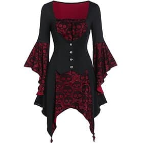 Rétro Vintage Punk Gothique Médiéval Corset Bal Masqué Sorcière Fille gothique Dentelle Déguisement Femmes Fantaisie Steampunk Nuit de Walpurgis Carnaval Masc