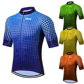Homme Maillot de cyclisme Couleur Unie À Motifs Pois Manche Courte Cyclisme Maillot Top avec 3 poches arrière VTT Vélo tout terrain Cyclisme sur route Résistan