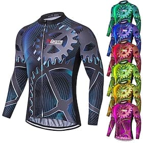 Men's Cycling Jersey Patterned Novelty Funny Long Sleeve Bike Jersey Top with 3 Rear Pockets Mountain Bike MTB Road Bike Cycling UV Resistant Quick Dry Breatha