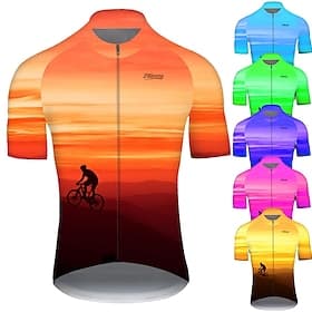 21Grams Herren Kurzarm Fahrradtrikot Sommer Nylon Polyester Rot / gelb Schwarz / gelb Grün Gradient 3D Lustig Fahhrad Trikot / Radtrikot Oberteile Bergradfahr