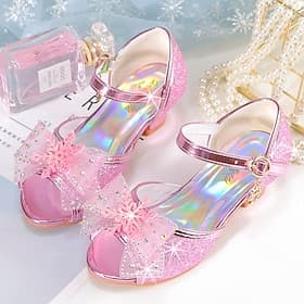 Rosa Glitzer-Partyschuhe für Mädchen – Peep-Toe-Design, Schleife und Strass-Verzierung, verstellbarer Riemen, perfekt für Hochzeiten und besondere Anlässe