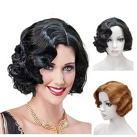 Perruque flapper coiffures flapper des années 1920 pour femmes wave doigt style rétro perruque synthétique courte cosplay Perruques d'Halloween