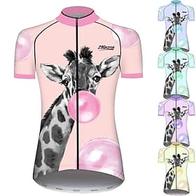 Femmes Maillot de cyclisme Animal Girafe À Motifs Manche Courte Cyclisme Maillot Top avec 3 poches arrière VTT Vélo tout terrain Cyclisme sur route Résistant a