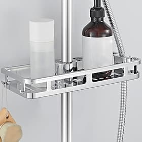 Étagère de Douche Sans Perçage, ABS, étagère de Douche Libertà Chromée, Fixation Sans Perçage Sur Barre de Douche Existante, étagère de Douche Sans Perçage, In