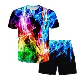 Garçon 3D Graphic T-shirt Short Ensemble de Vêtements Manche Courte Eté Printemps Sportif Mode Frais Enfants 3-13 ans Extérieur Vacances Plein Air Standard