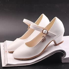 Chaussures Mary Jane blanches pour filles – Escarpins princesse à talon bas avec breloque lune pour mariages, fêtes et occasions formelles