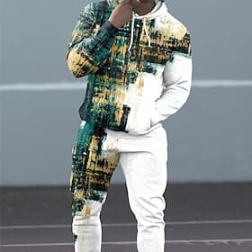 Homme Graphique Géométrique 2 pièces Ensembles de sweat-shirts 3D Survêtement Sweats à capuche manche longue Pantalon long À capuche Streetwear Vêtements de sp