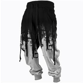 Herren Jogginghose Trainingshose Jogginghose Jogger Hose Hosen Kordelzug Seitentaschen Elastische Taille Farbblock Grafik-Drucke Komfort Atmungsaktiv Sports Ou