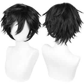 Short Black Men's Cosplay Wig for Carnival Christmas Event Costume Party