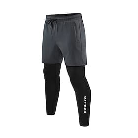 Herren Kompressionshose Laufhose Lang Kurz Laufhose Lang Tights Running Kordelzug 2 in 1 Reißverschlusstasche Basisschicht Sportlich Athleisure Sommer Frühlin