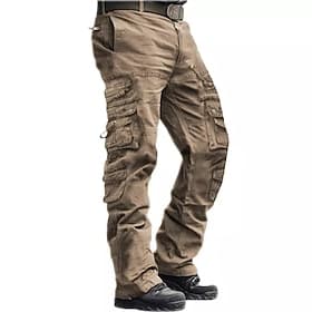 Men's Cargo Pants Cargo Trousers Tactical Pants Tactical Work Pants Multi Pocket Straight Leg Plain Full Length Tactical khaki Army Green Micro-elastic