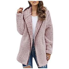 Women's Zip Up Hoodie Sweatshirt Fleece Jacket Vintage Teddy Cardigan Fleece Fluffy Solid Color Street Casual Holiday Hoodie Zipper Pocket Long Sleeve Black Wh