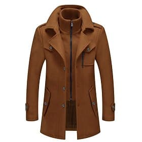 Men's Winter Coat Wool Coat Overcoat Business Casual Spring Winter Autumn Wool Windproof Warm Outerwear Clothing Apparel Active Chic Modern Solid Colored Roll