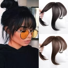 1pc delle donne delle ragazze parrucche frangia naturale anteriore ordinato dritto tempio vero clip di capelli snello dritto estensione dell'aria frangetta l'a