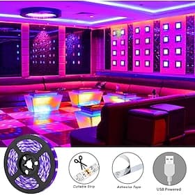 LED-UV-Schwarzlichtstreifen lila USB-Schnittstelle mit 11-Tasten-Multifunktions-RF-Fernbedienung smd2835 380-400 nm UV-LED-Schwarzlichtlampe, geeignet für fluo