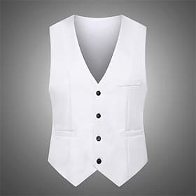 Homme Gilet Mariage Usage quotidien Sortie Festival Entreprise basique Automne hiver Poche Polyester Respirable Doux Confortable Couleur Pleine Boutonnage Simp