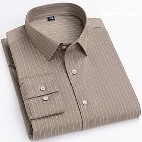 Homme Chemise habillée Chemise sans repassage Chemise rayée Chemise à Col Chemise Boutonnée Vagues Occasionnel Quotidien Bleu Kaki Noir Blanche manche longue C
