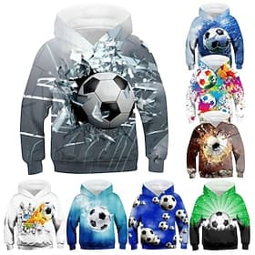 Sweat à capuche pour garçon, manches longues, poche, style football, haut décontracté pour enfant, style sport, multicolore, vert et bleu, hiver, 3-12 ans