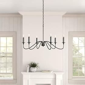 LED Pendant Light 6-Light Black Farmhouse Candlestick Chandelier E12/E14 Candle Style Minimalist Kitchen Island Hanging Pendant Light 110-240V
