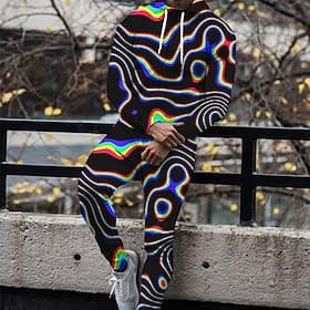 Men's Graphic Abstract 2pcs 3D Sweatshirt Sets Hoodie Tracksuit Long Sleeve Long pants Hooded Fashion Streetwear Casual Daily Sports Going out 3D Print Spring